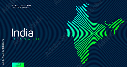 Abstract map of India with circle lines
