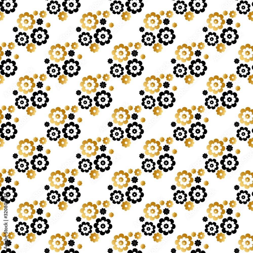 seamless floral pattern. gold combined with black. seamless floral pattern. gold combined with black.