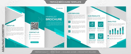business trifold brochure template design with simple layout and minimalist style use for business profile and promotion kit