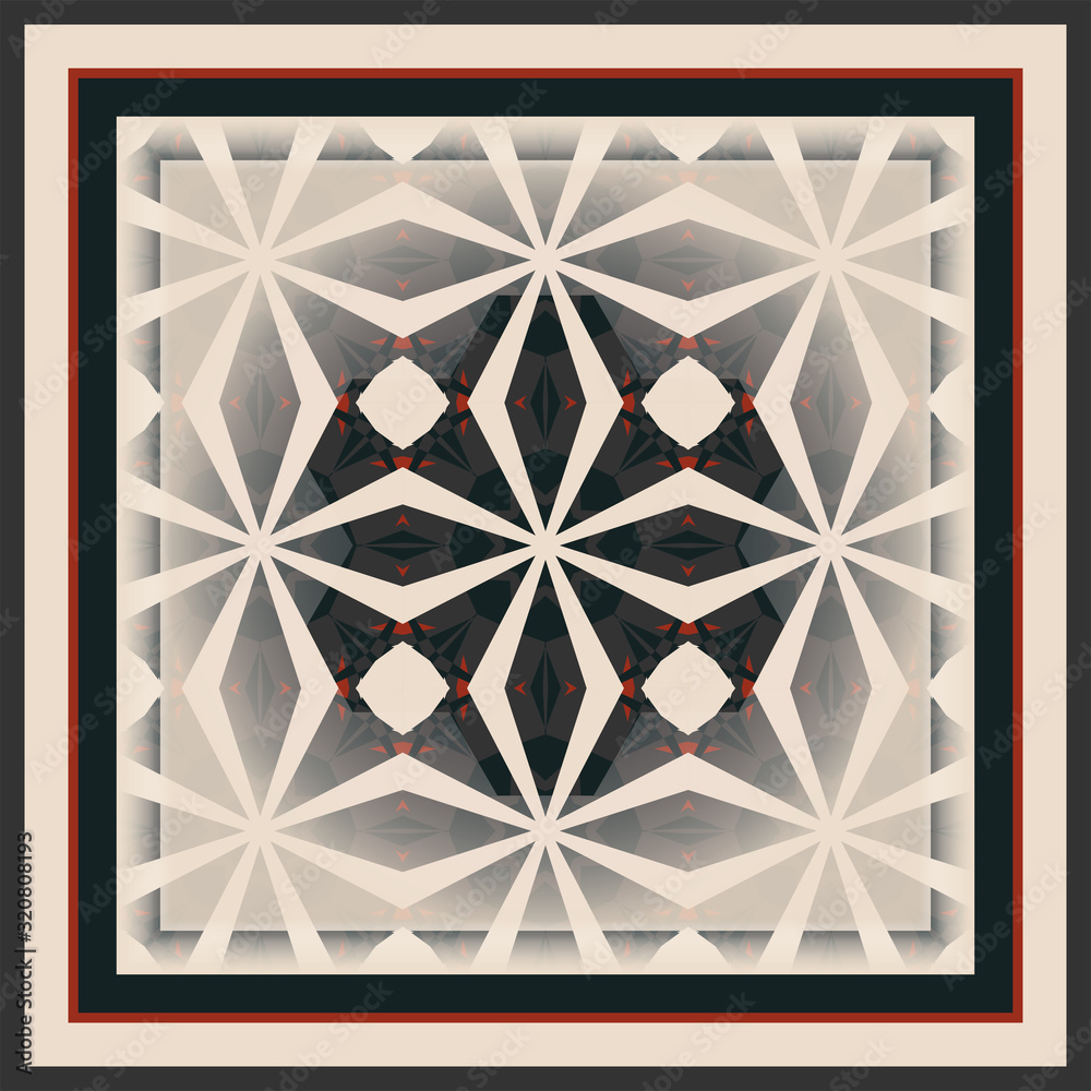 Creative color abstract geometric pattern, vector seamless for  fabric, interior, design, textile. Scarf design. Frame.