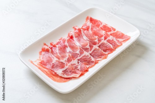 sliced collar pork raw