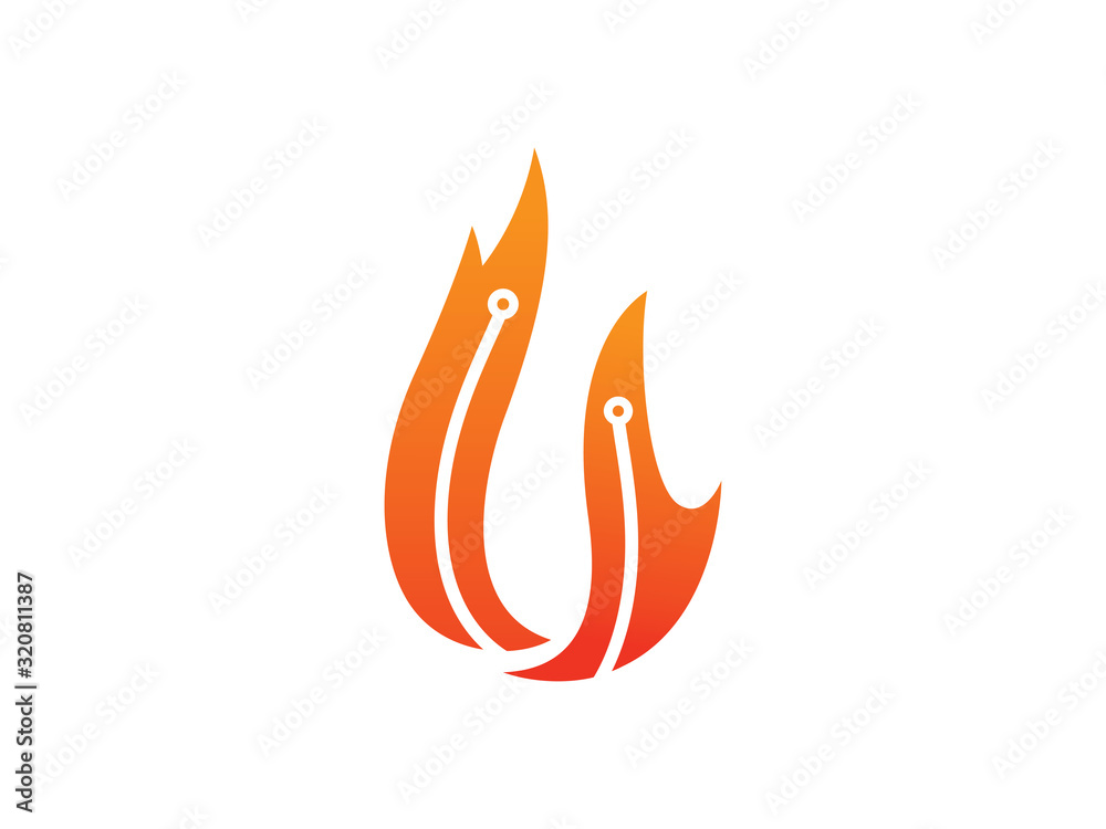 Fire technology logo template design, emblem, symbol or icon Fire technology logo template design, emblem, symbol or icon