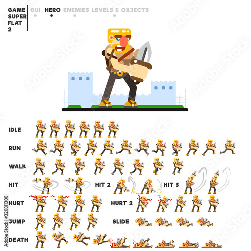 Animation of a warrior with a knife for creating a video game