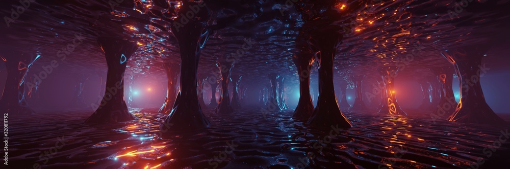 Fototapeta premium Sci Fi Futuristic Fantasy Strange Alien Structure, renderowanie 3D