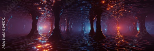 Sci Fi Futuristic Fantasy Strange Alien Structure, 3D rendering