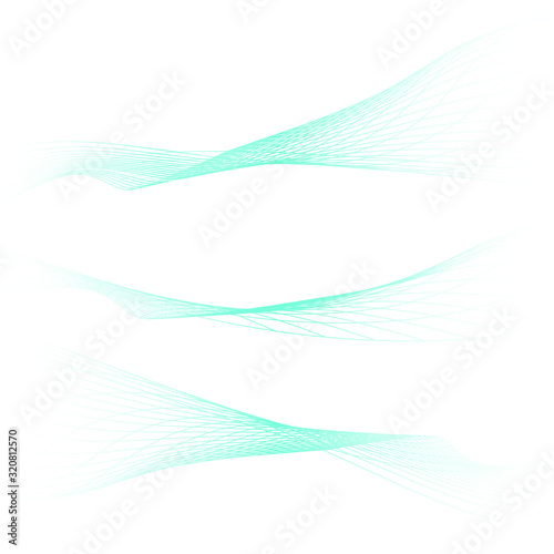 Set of abstract blue waves  lines design isolated on white  vector illustration