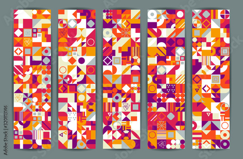 Decorative ornament of geometric shapes. Colorful geometric pattern background