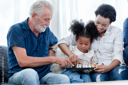 A happy family, grandfather...