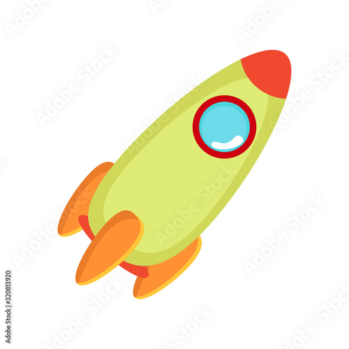 cartoon rocket, Space Rocket on a white  background, Vector illustration