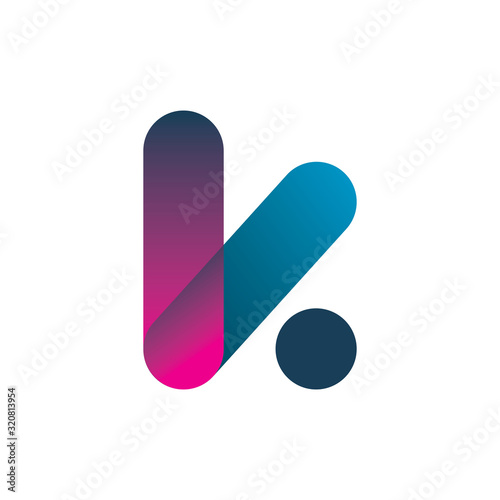 modern color letter k blue pink purple logo design