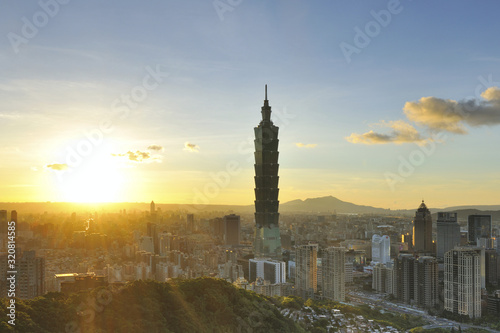 Taipei 101 at the sunrise in Taipei