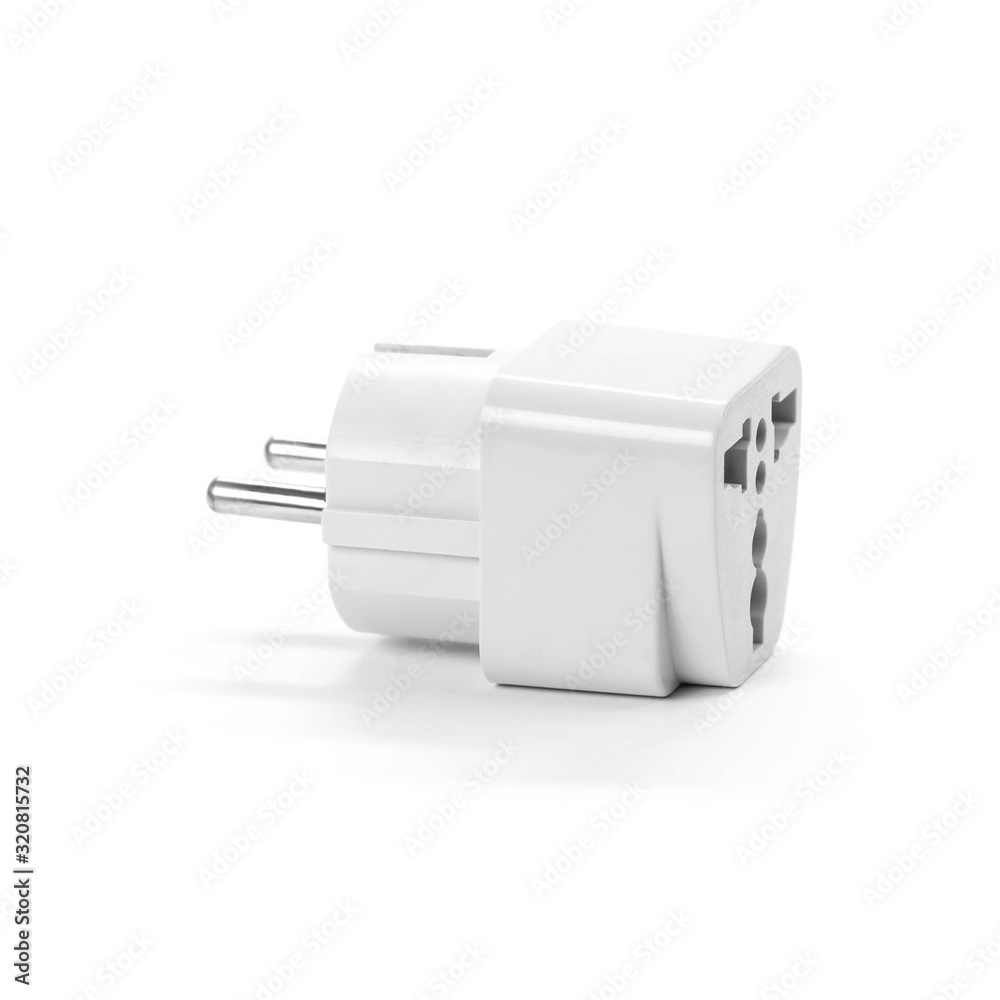 Adapter for sockets. Close up. Isolated on a white background Adapter for sockets. Close up. Isolated on a white background