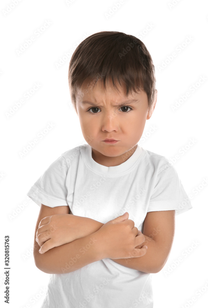 Portrait of emotional little boy on white background Portrait of emotional little boy on white background