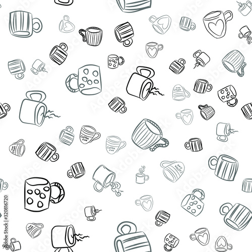 Coffee seamless vector pattern for Cup mug, restaurant or cafe menu design. 