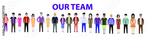 Set of full body diverse business people. Flat icons design white isolated. Vector graphic illustration. Man and woman, Different nationalities characters
