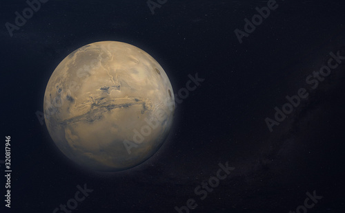 Fototapeta Naklejka Na Ścianę i Meble -  the red planet mars in the outer space, sci-fi galaxy universe with many stars. elements of this image furnished by nasa