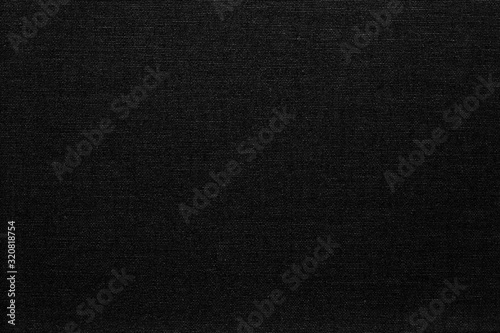 Dark black canvas linen fabric texture background