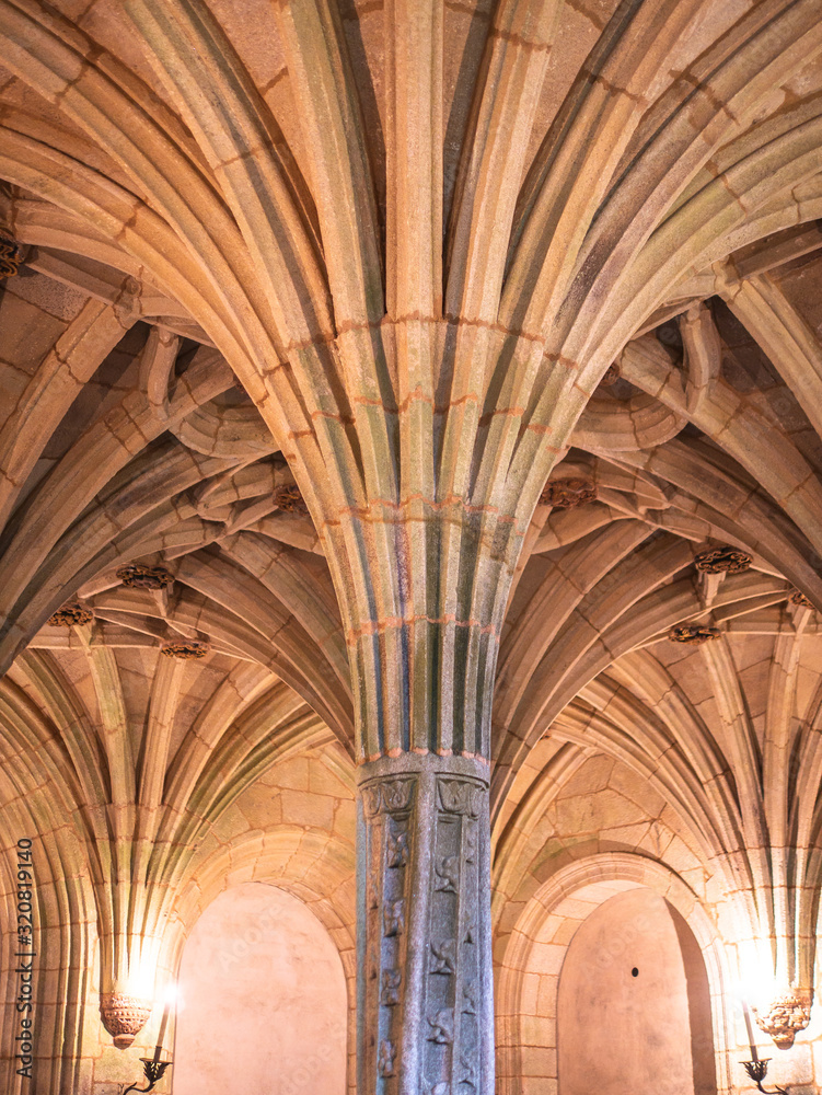 columns and arches inside a church
