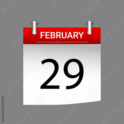 February 29 calendar icon, also known as leap year day, is a date added to most years that are divisible by 4.