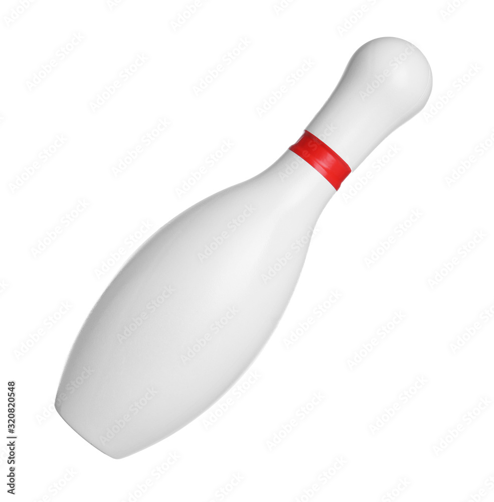 Bowling pin with red stripe isolated on white Bowling pin with red stripe isolated on white