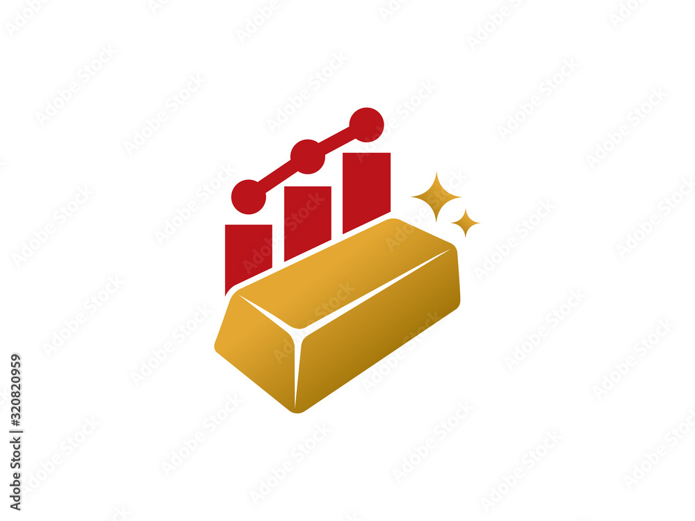 Gold chart logo template design, emblem, symbol or icon