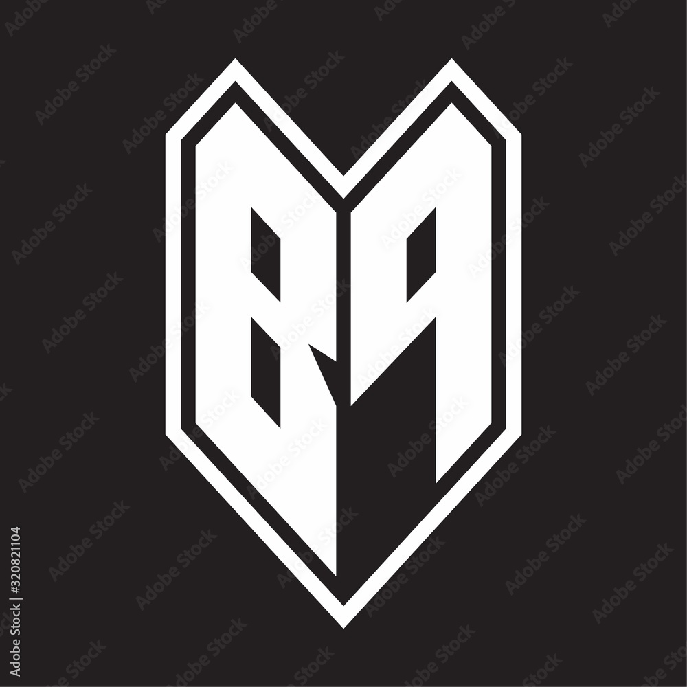 BP Logo monogram with emblem line style isolated on black background BP Logo monogram with emblem line style isolated on black background