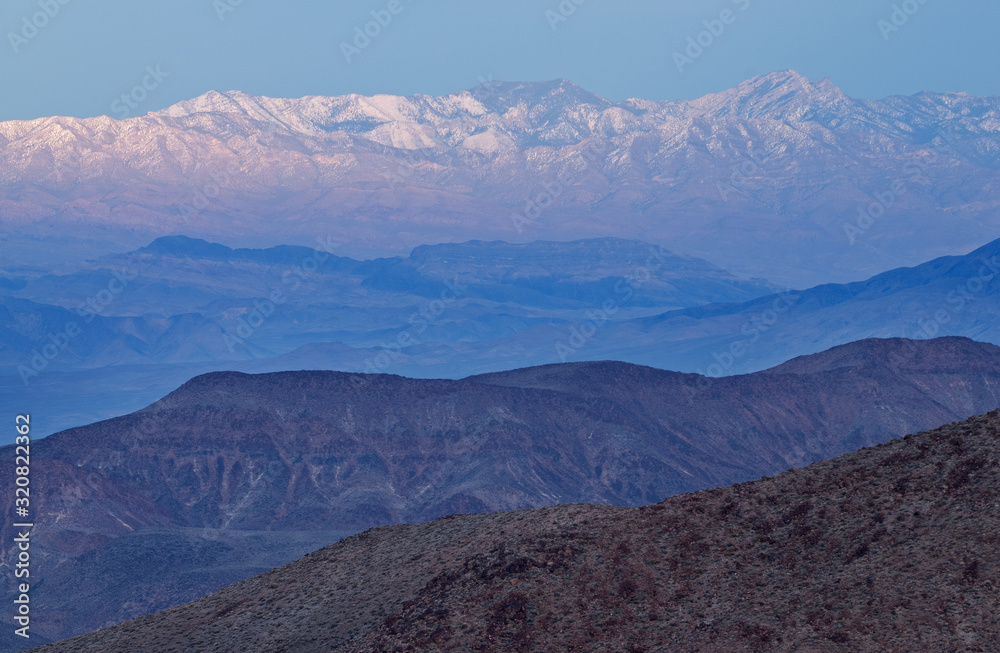 Winter landscape of Death Valley and the Black Mountains at sunset from Dante's View, Death Valley National Park, California, USA Winter landscape of Death Valley and the Black Mountains at sunset from Dante's View, Death Valley National Park, California, USA