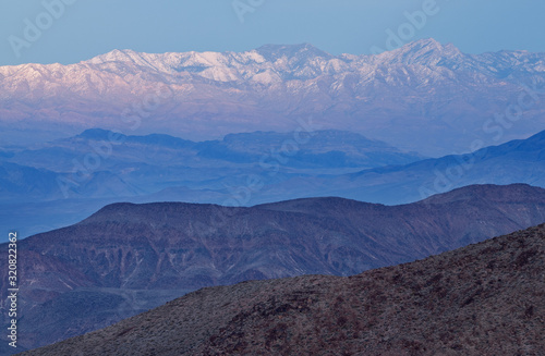 Winter landscape of Death Valley and the Black Mountains at sunset from Dante's View, Death Valley National Park, California, USA