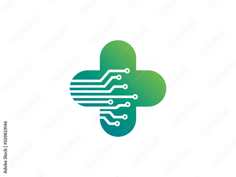 Plus technology logo template design, emblem, symbol or icon Plus technology logo template design, emblem, symbol or icon