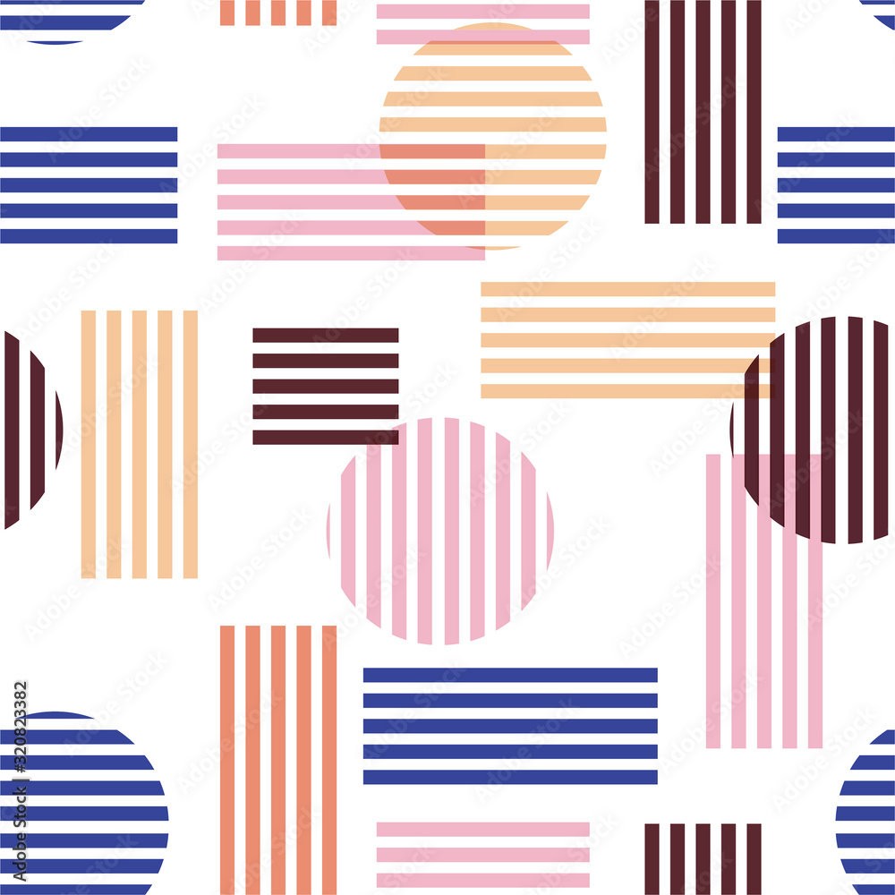Colorful geometric circle with striped seamless pattern in vector EPS10 ,Design for fashion fabric ,wallpaper,wrapping and all prints Colorful geometric circle with striped seamless pattern in vector EPS10 ,Design for fashion fabric ,wallpaper,wrapping and all prints