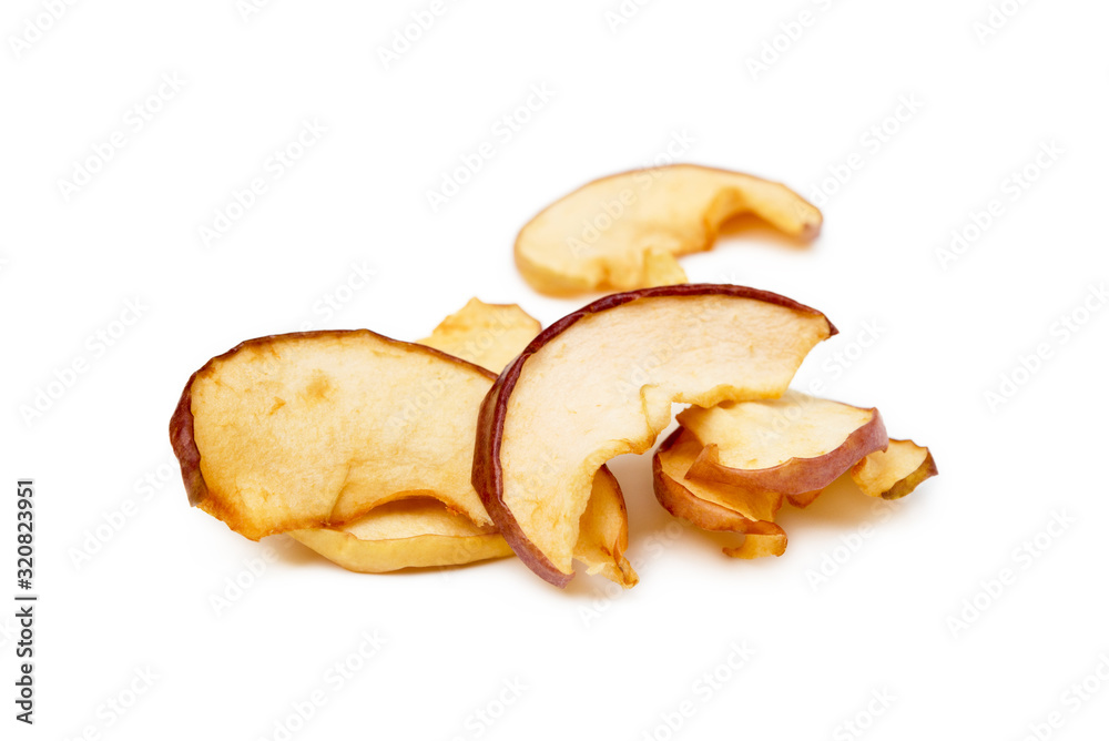 Dried sliced apples, fruit isolated on white background