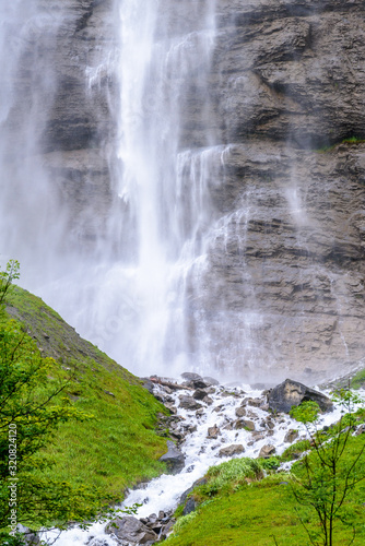 Mountain waterfall near Murren  Switzerland