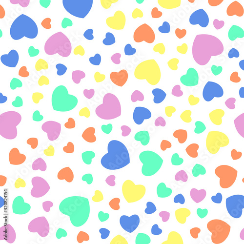 colorful pastel hearts seamless pattern. Valentines Day wedding texture