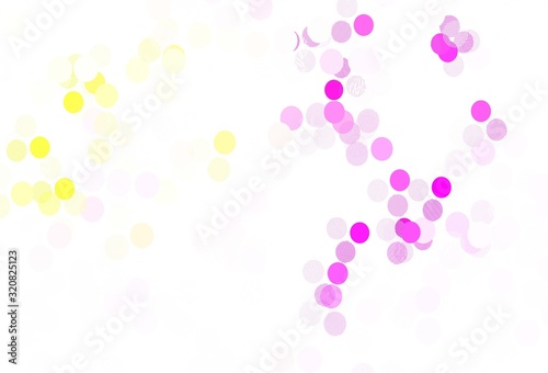 Light Pink, Yellow vector background with bubbles. © smaria2015