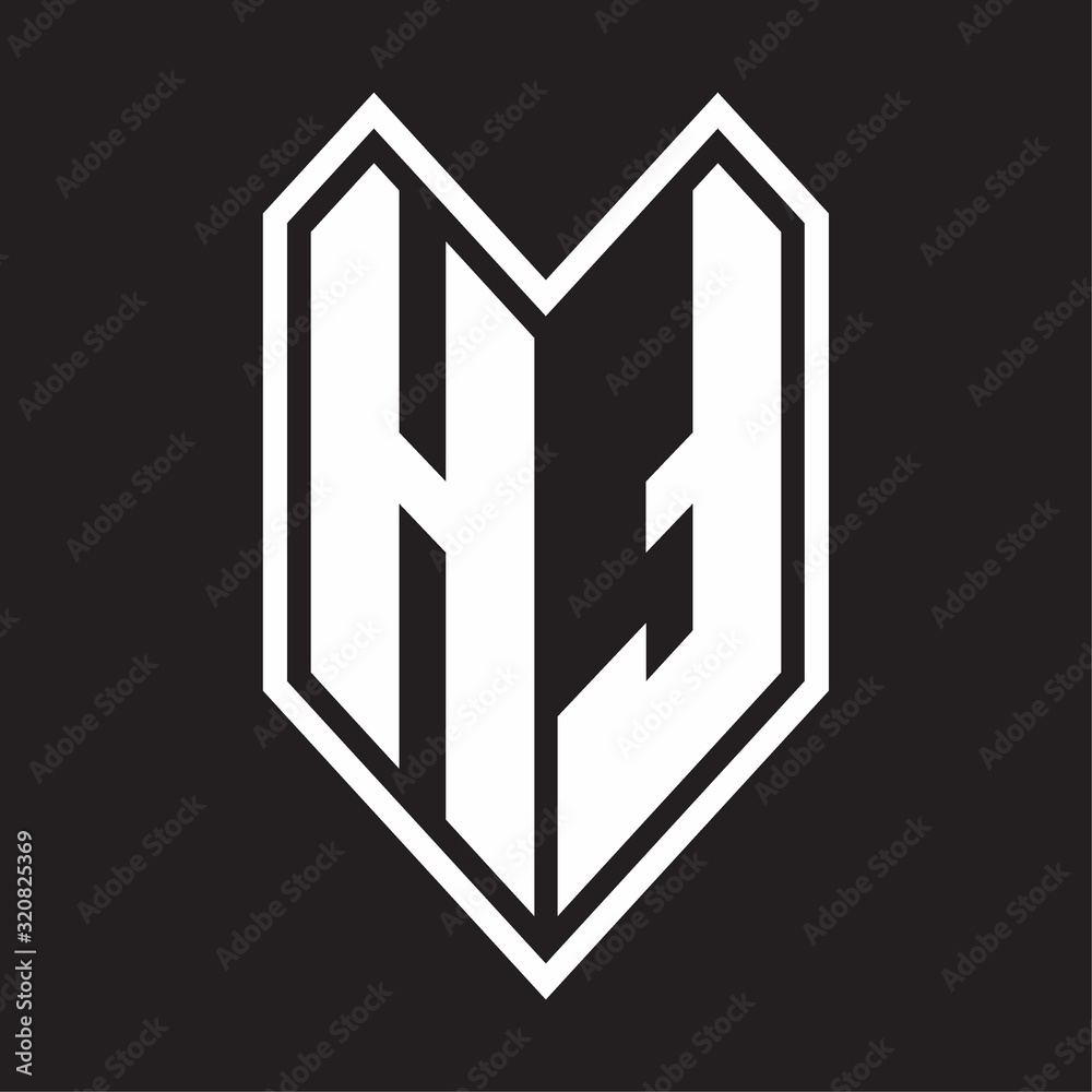 HT Logo monogram with emblem line style isolated on black background HT Logo monogram with emblem line style isolated on black background