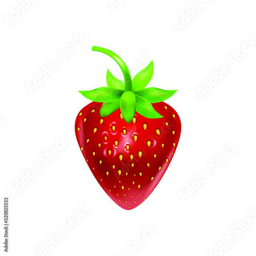 Strawberry  realistic 3d vector icon isolated on white background. For juice, pudding, smoothie, sauces ads.Vector  illustration.