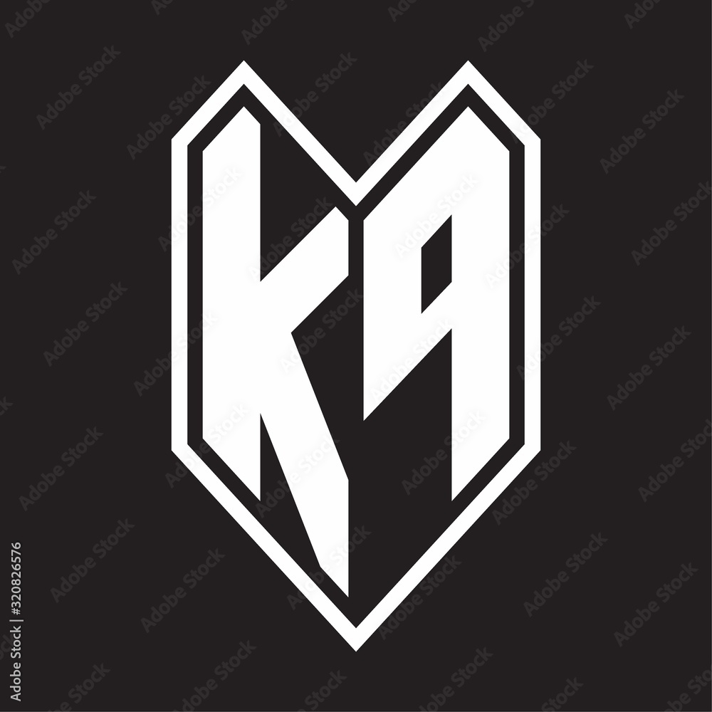 KP Logo monogram with emblem line style isolated on black background KP Logo monogram with emblem line style isolated on black background