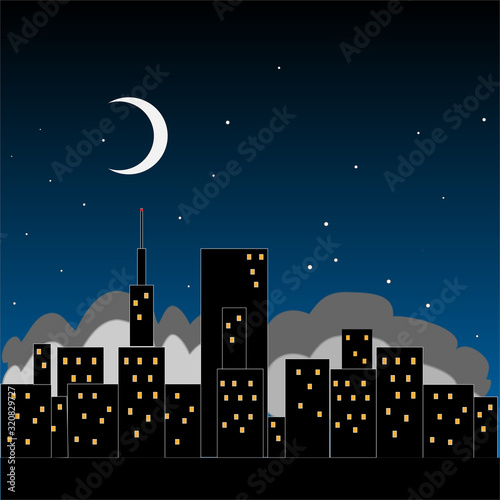 illustration of city design at night