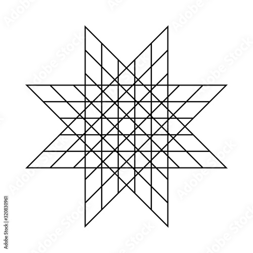 The circular pattern, geometric mandala. Intersecting straight line pattern. black and white vector illustration. Vector geometric shapes. Graphical element for design work.