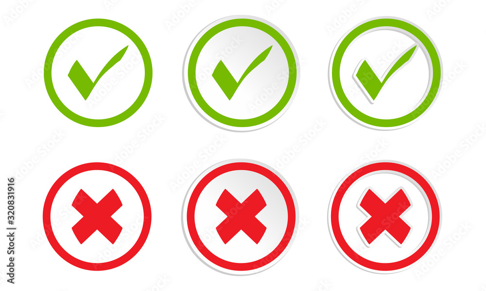 green check mark and cross mark icon collection green check mark and cross mark icon collection