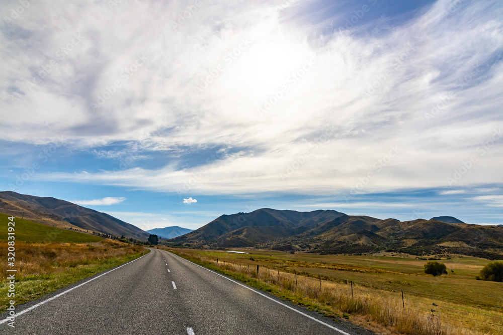 country road and sky in Newzealand country road and sky in Newzealand