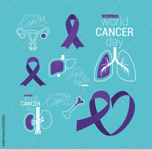 Icon set of world cancer day vector design