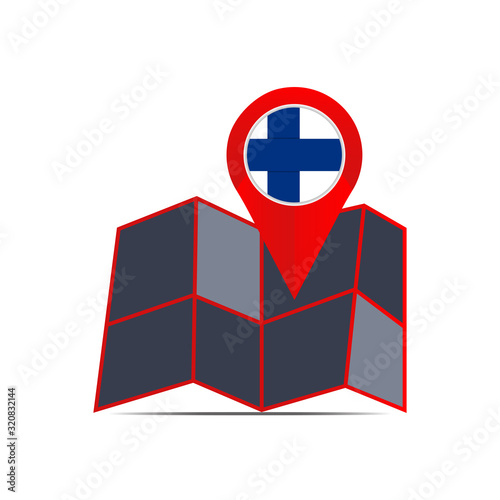 Map pin icon of Finland with a country flag