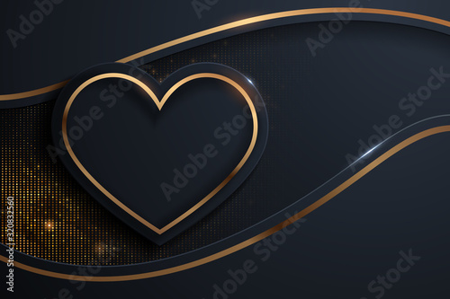 Black and gold luxury heart background