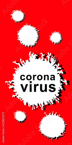 Coronavirus is depicted on a red background and the inscription stop. Vector illustration about a viral infection, quarantine, disease, epidemic.