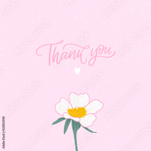 Greeting card with words thank you . Floral template for card  poster  banners. Seasonal spring-summer summer background.