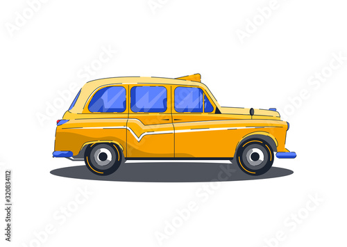 Illustration of a yellow classic car, side view