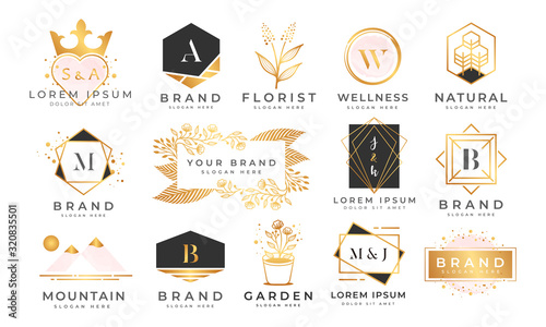 Feminine logo collections template premium vector