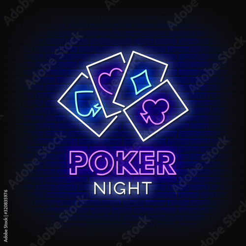 Poker Night Neon Signs Style Text Vector