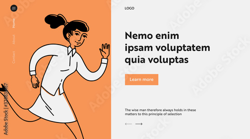 Running office employee. Woman, manager, race flat vector illustration. Leadership, haste, deadline concept for banner, website design or landing web page
